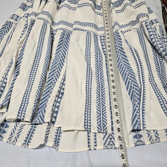 Meo Meli Flared Layered Strappy Maxi Sun Dress Women One Size White Blue Cotton - Picture 5 of 11